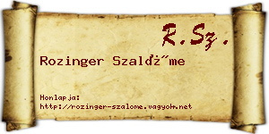Rozinger Szalóme névjegykártya